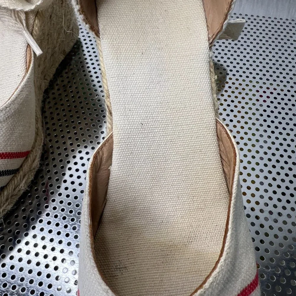 Soludos Women's Lace-Up Tall Wedge Espadrilles Red‎ Navy Natural  Size 5